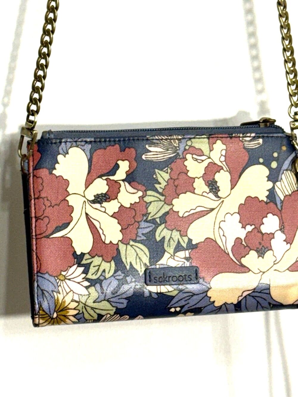 Sakroots Crossbody/Wristlet Denim Blue Coated Sz 7.25 X5.5x X1.5